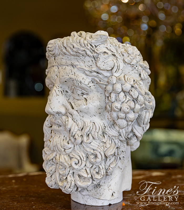 Marble Statues  - Dionysus Wine God Bust In Italian Ivory Travertine - MBT-461